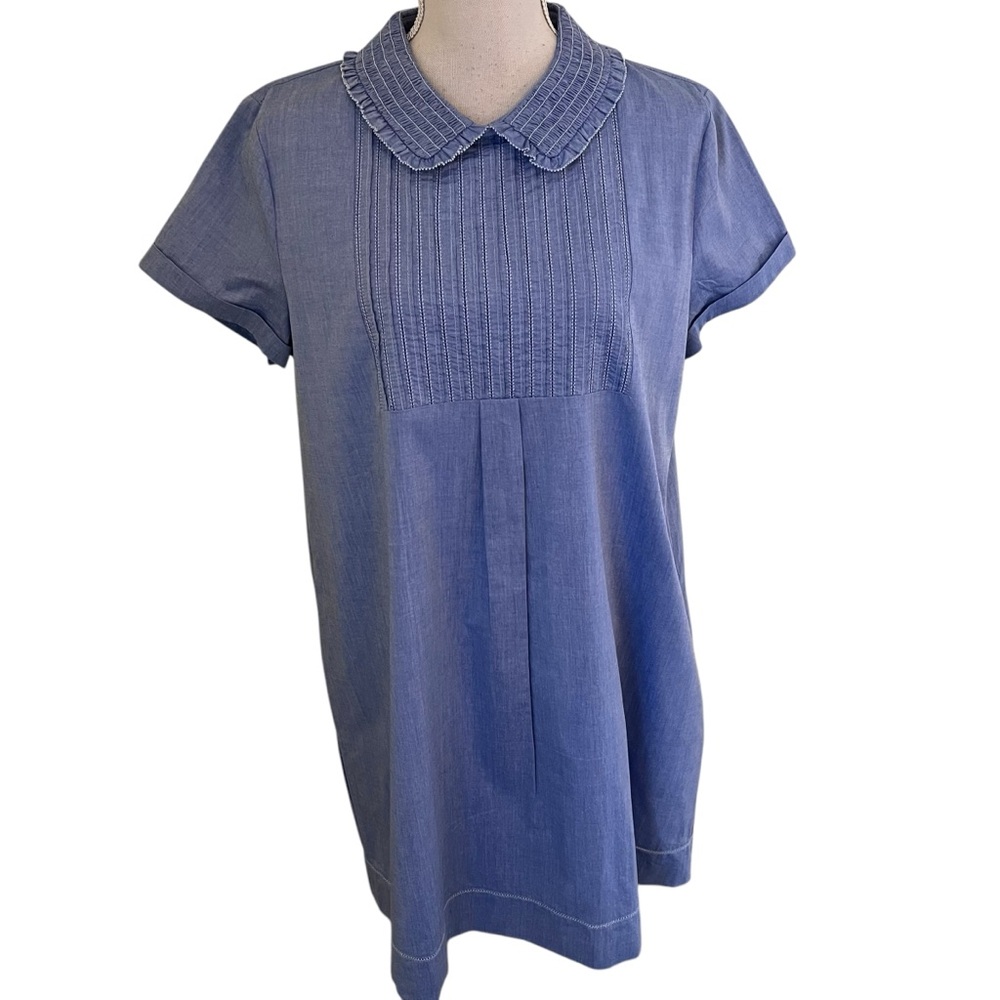 Paul & Joe Sister Blue Cotton Chambray Short Sleeve Shift Dress 42(10)